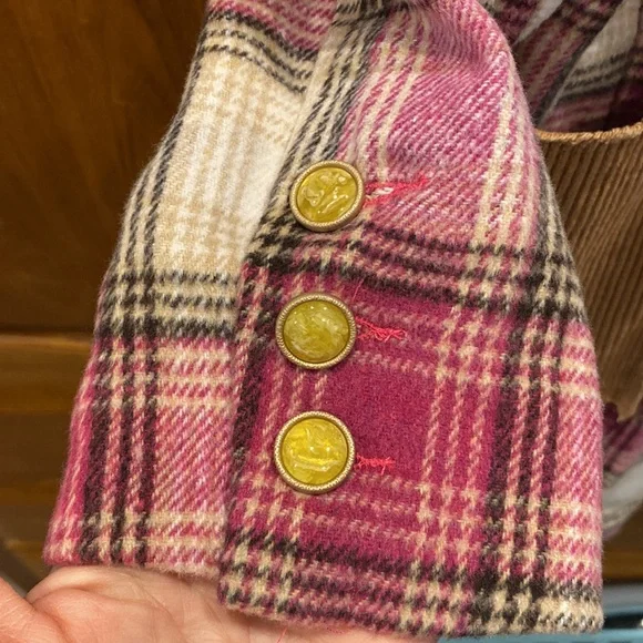 NWOT POL Pink and Brown Plaid Blazer size small - Picture 5 of 8